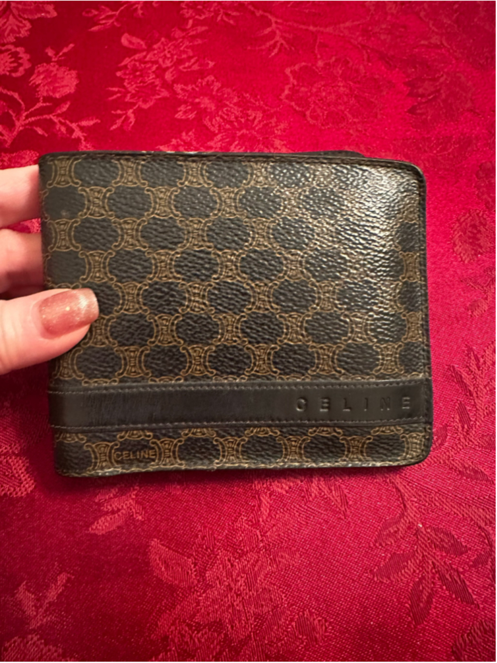 Celine Black Macadam Triomphe Coated Canvas Bifold Wallet